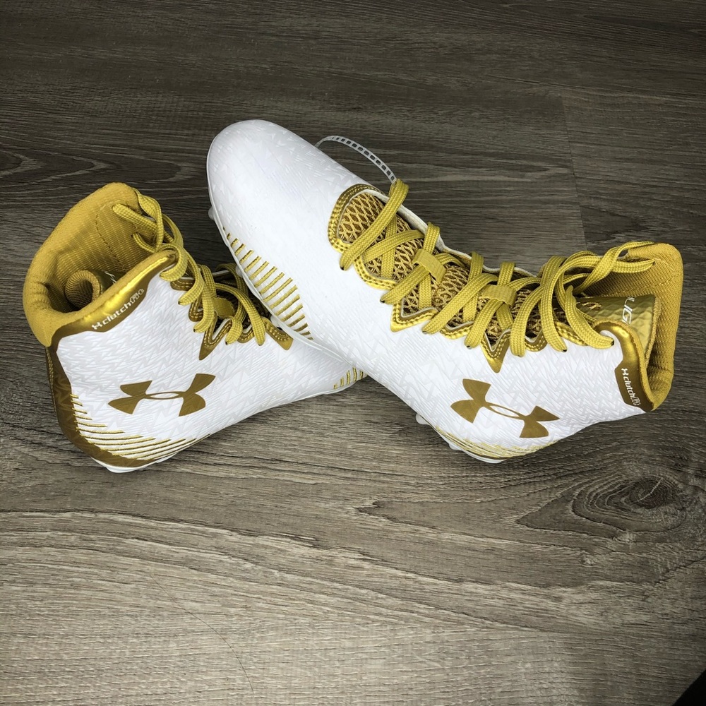 Under Armour white & Gold lacrosse cleats